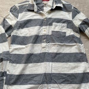 Merona Sz L Gray White Stripe Summer Top Coverup